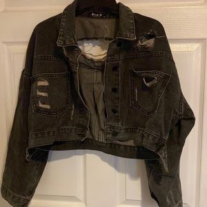 Blue B Collection jean crop jacket destroyed